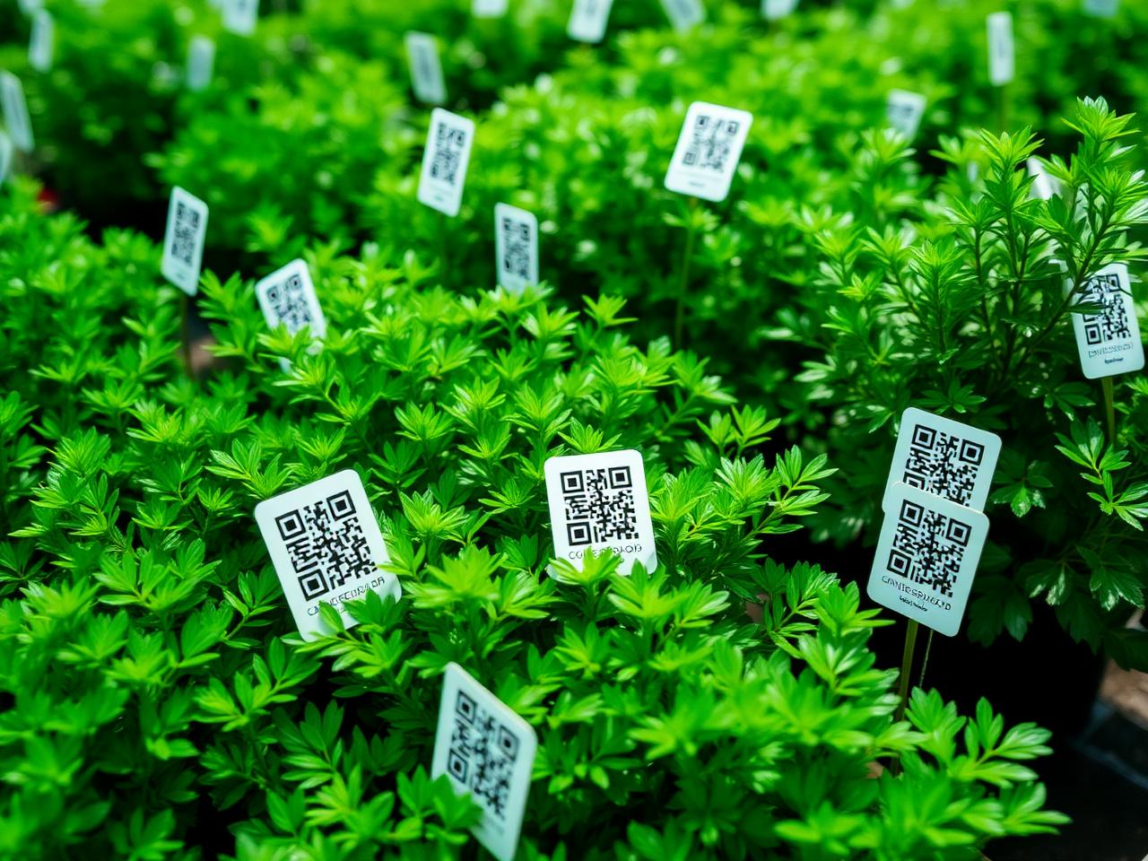 Nursery plants tagged with QR codes